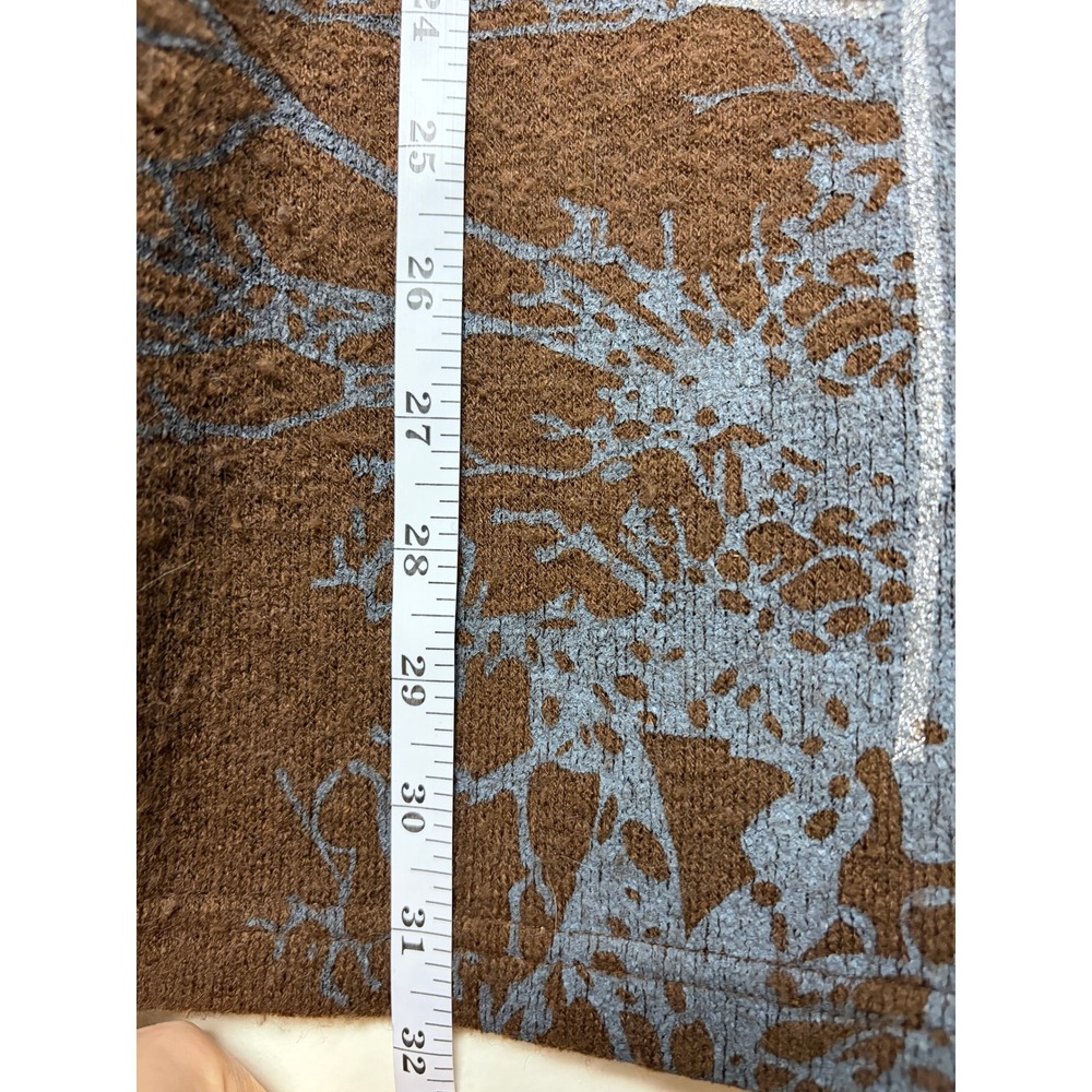 Christina Jacobs Brown Knit Tree Graphic Tunic Dress Short Sleeve Shimmer Small - Picture 7 of 7